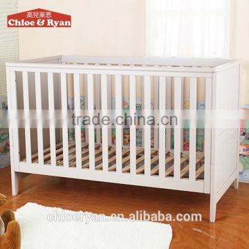 Simple design and safety White bamboo solid wooden designer baby cots