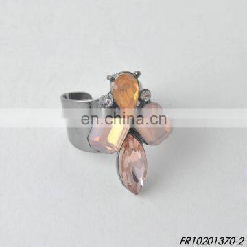 colorful crystal latest gunmetal adjustable finger ring designs