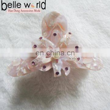 High quality girls women pink pearls acetate hair claw