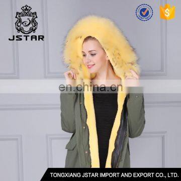 Pretty womans fur parka hooded short winter coats with real fur collar