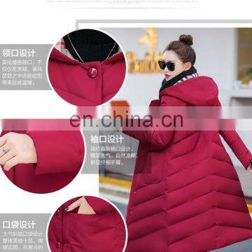 S1002 New Long Section of the Knee Slim Was Thin Hooded Large Fashion Warm Down Jacket Cotton Jacket S1002