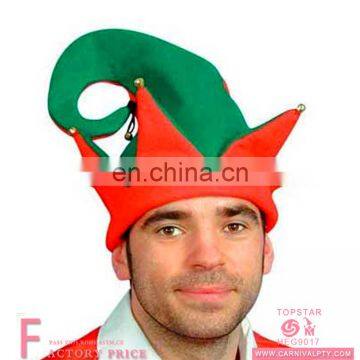 2017 New Fashion Custom Design Adult Christmas Elf Hat With Jingle Bells for christmas