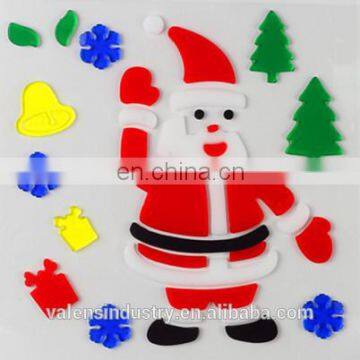 Wholsale Removable Easily Peel off Jelly Gel Gem Glass Fridge Walmart Supply 3D Santa Claus Christmas Window Sticker Design