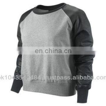 Leather sleeved Sweatshirt / High quality sweatshirt