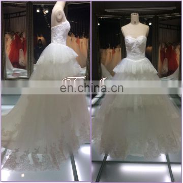 Sponge Cake Off-Shoulder Wedding Gown Backless Floor-length With Sweep Train Wedding Dress 2016