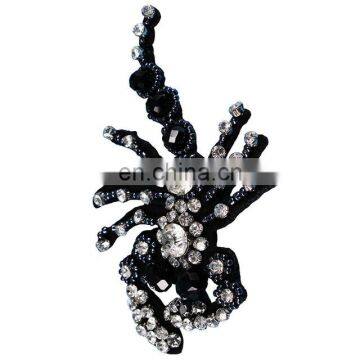 Fashion Beading Crystal Rhinestones Black Scorpion Patches Applique for Garment