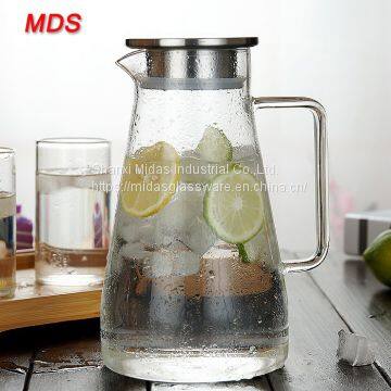 Clear Explosion-proof Pyrex Heat Insulated Glass Water Jug With Stainless Steel Lid photo-3