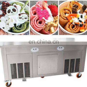 Top Sale Ice Cream Machinery Double Square Pan Roll Fried Ice Cream Roll Machine Fry Ice Pan Machine photo-2