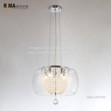 Modern K9 Round Crystal Ceiling Lights Kitchen Glass Pendant Light for Dinning Room