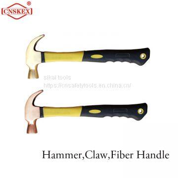 Explosion-proof fiber handle claw hammer aluminum bronze 450g