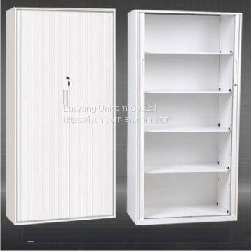 Modern Design Office Steel Furniture Tall Lockable 2 Tambour Door 4 Shelves Storage Cupboard