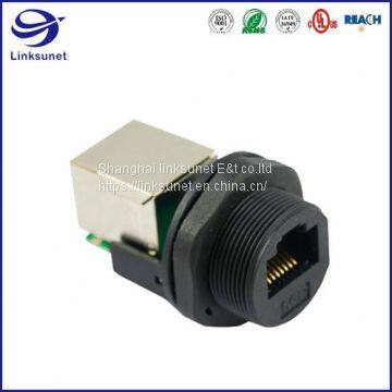 Receptacle Front Fastened 180° Screw Type Jack IP67 8Pin wire harness for Industrial Data Network Systems