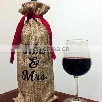 Jute Wine Bags Champagne Wine Bottle Covers Packaging bag Wedding Party Decoration