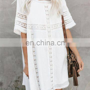 Tunic Cover-ups 2019 White Cotton Tunic Beach Mini Dress Summer Women Beachwear Sexy V-Neck Button Front Swimsuit Cover Up