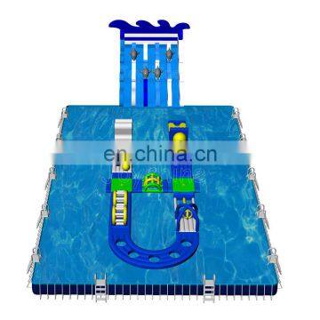 Commercial Giant Mobile Inflatable U Shape Obstacle Course Water Play Equipment Park Slide With Swimming Pool photo-3