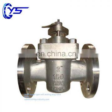 Two Way Stainless Steel 304 316 ASME Standard Plug Valve With Handle For Oil Water