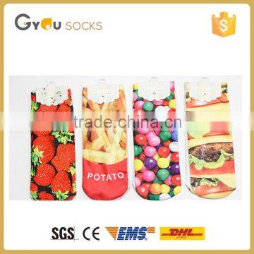 Fashion girls candy and fruit colorful 3D printed ankle socks