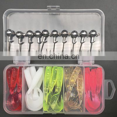 5g jig head hooks and 6cm curly soft baits  fishing Combination set