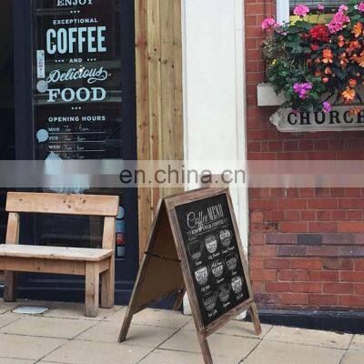 Double Sides A-Frame Chalkboard Sign Rustic Wooden Sidewalk Easel Chalk Stand photo-5