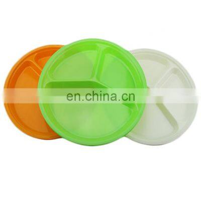 3-Compartments Candy Color Melamine Plastic Kids Dinner Dish, Candy Color Partition Dish Silicone Dinner Plate photo-2