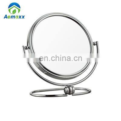 Hot Item Cosmetic Mirror Household Chromed Round Frame Cosmetic Mirror 15cm Short Arm Standing Tabletop Cosmetic Mirror photo-2