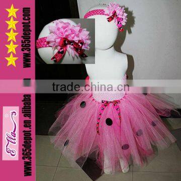 Wholesale Fashion Design 2014 Pink Crochet Tulle Puffy Dance Wear Skirt For Girl