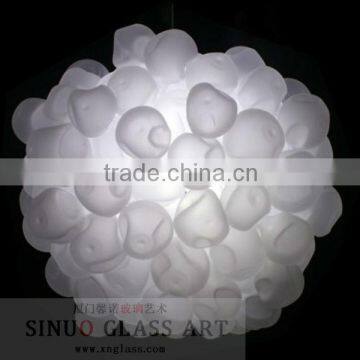 Blown Glass White Ball Chandelier