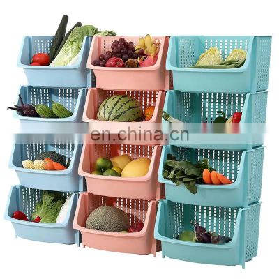 4Pcs Stackable Storage Basket Organizer  Food Snacks Toys Plastic Storage Bins Plastic Stackable Storage Bins for Pantry