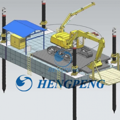 Modular Pontoon Crane Transportation Barge/Floating Working Platform Carrier/Cargo Deck Barge Support Crane Operate Dredging in Inland River Lake