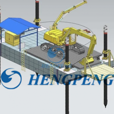 Modular Pontoon Crane Transportation Barge/Floating Working Platform Carrier/Cargo Deck Barge Support Crane Operate Dredging in Inland River Lake