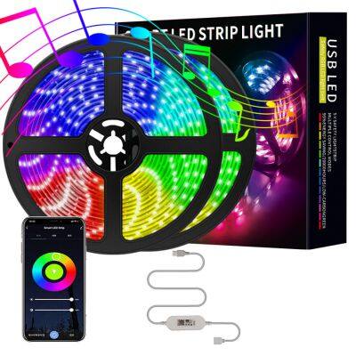 Smart Flexible LED Strip Light 5V WiFi control LED Strip 5050 RGB Sync to Music Dimmable Strip Light