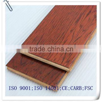 Handscraped Surface Walnut 7-layer Engineered Wood Flooring Red Color photo-5