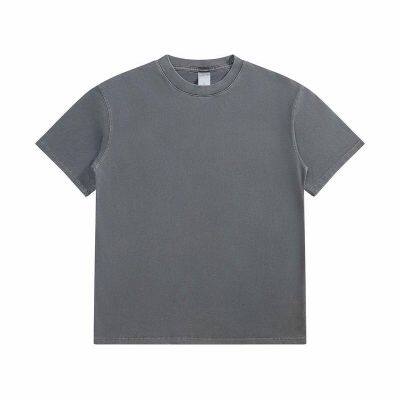 Plain White Basic Unisex Tees Enzyme Washed 320GSM Heavy Weight Round Neck Single Jersey T-shirts Customize Printing Embroidery photo-5