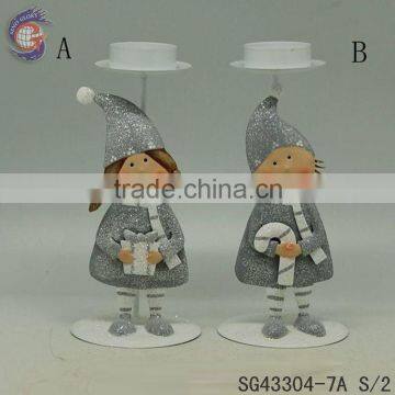 metal candle stand with boy and girl for wholesale candle holders