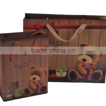 Bear cartoon kraft paper bag, Holiday gift paper bag, Upscale shopping paper bag