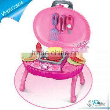 Pink Music and Light Kids Toy Plastic Barbecue Set