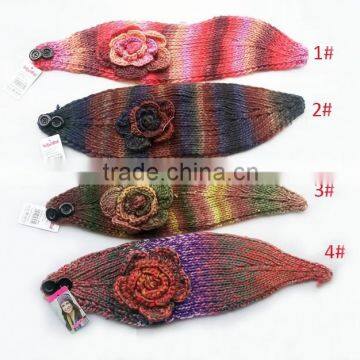 Beautiful Colorful Yarn Knittig Flower Decorated Fashion Women Head Band photo-2
