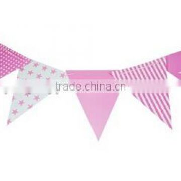 BABY PINK GLOSSY PAPER PARTY BUNTING FLAGS