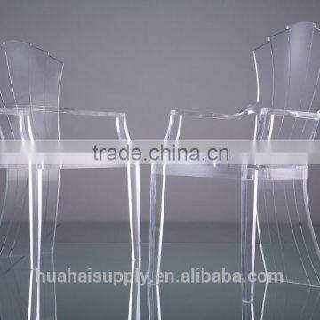 Transparent chair furniture restaurant used acrylic dining chair with armrst