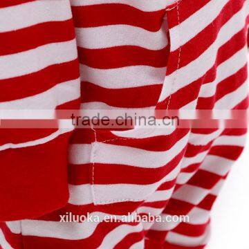 Long Sleeve Red and White Stripe Outfits Wholesale Baby Clothes Cotton Fabric photo-5