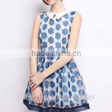 wholesale custom fashion high quality womens pattern sleeveless dress, chiffon dress