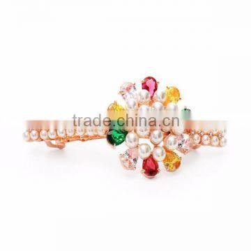 Simple Artificial Pearl Colorful Crystal Girls Hair accessories