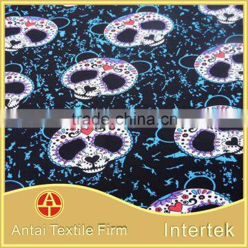 Skeleton printing lycra fabric for gril's underwear/Person cranial head design printed fabric for underwear