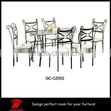 Amazing pretty tea table and chairs set, glass dining table 6 chairs set