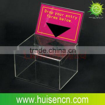 Acrylic donation box with lock,plexiglass charity box