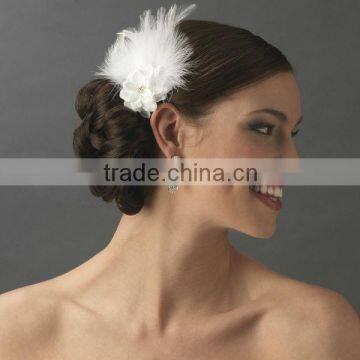 Petite Flower Feather Fascinator Bridal Wedding Day Hair Clip Bridal Hair Accessories