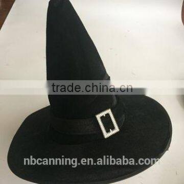 Halloween hat / black velvet hat / buckle velvet witch hat