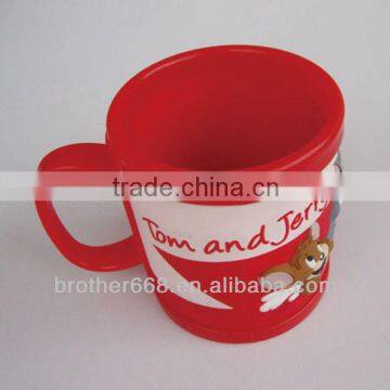 Professional design red color cartoon pvc mug