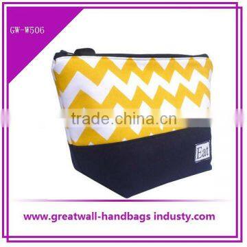 2013 Eco-friendly Yellow Chevron Canvas Chevron Cooler Bags . Chevron lunch bag