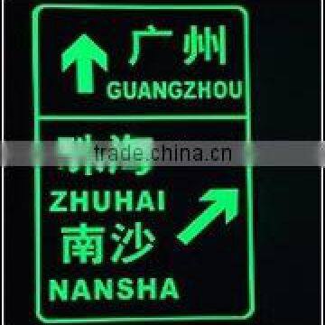 Glow in the dark traffic signboard